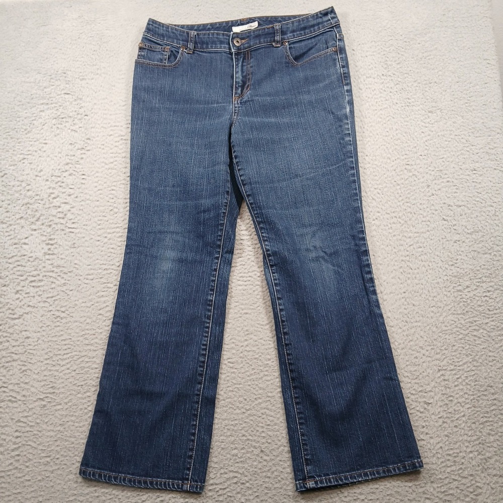 Chico's Platinum Denim Flare Jeans Women's Size‎ 1.5 (10s) Short Medium Wash EUC